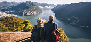 Mature couple at the top of lake Lugano