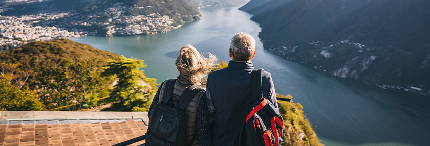 Mature couple at the top of lake Lugano