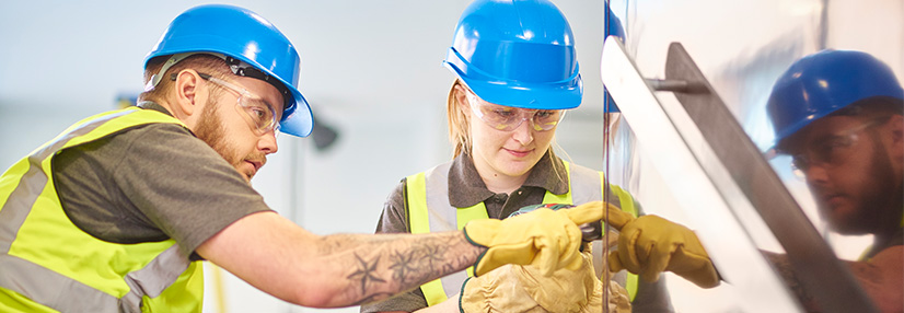 Female apprentice being trained by male manager