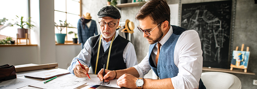 Business men working to increase sale value