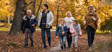 Family walking together in the park