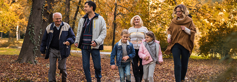 Family walking together in the park