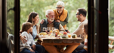 Family enjoying a meal together