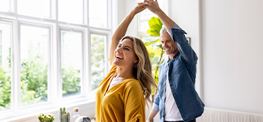 Woman and man dancing