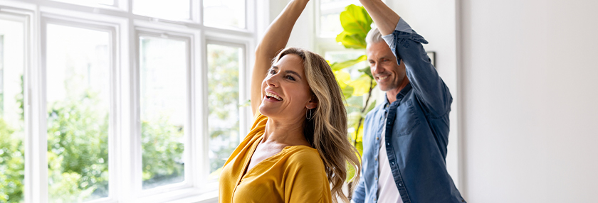 Woman and man dancing