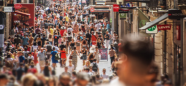 Street full of people shopping