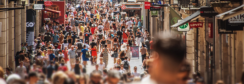 Street full of people shopping