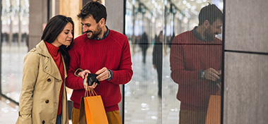 Couple out shopping