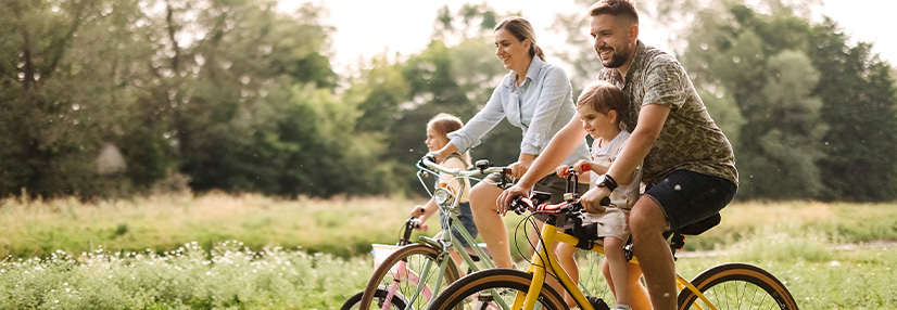 Family on a bike ride