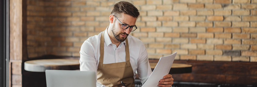 Business owner reviewing his strategy