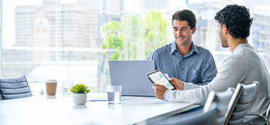 Client with his financial adviser