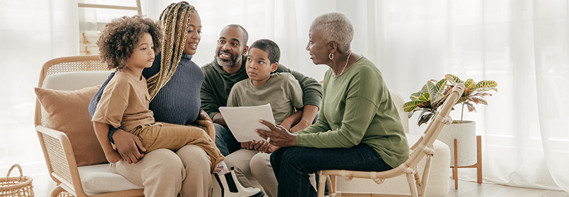 Family doing estate planning with their financial adviser