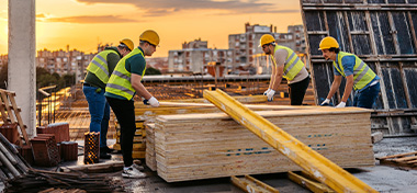 Construction workers working on a construction site