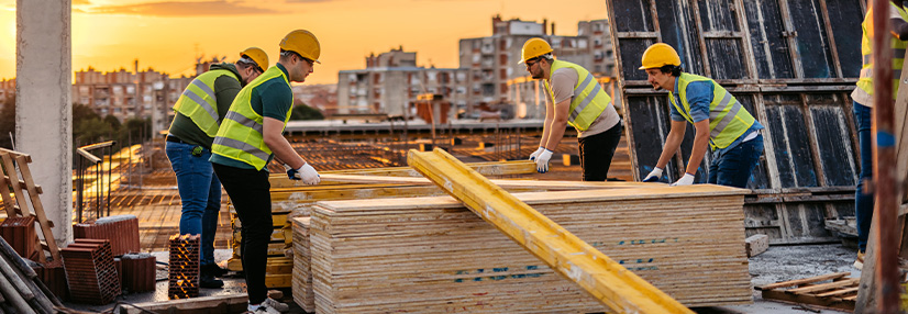 Construction workers working on a construction site