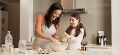 mother and daughter baking