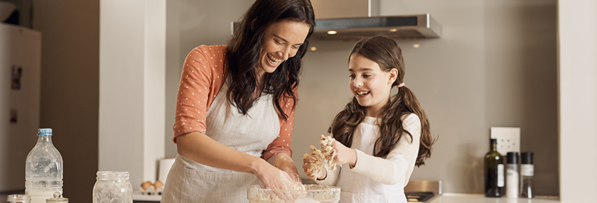 mother and daughter baking