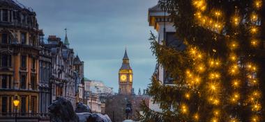 Night Scene in Trafalgar Square with Big Ben View in London