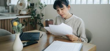 Lady filling out her self-assessment form