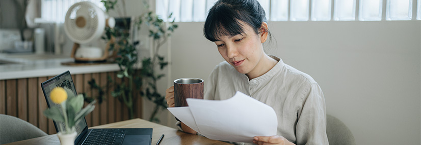 Lady filling out her self-assessment form