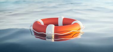 Round dingy in the water