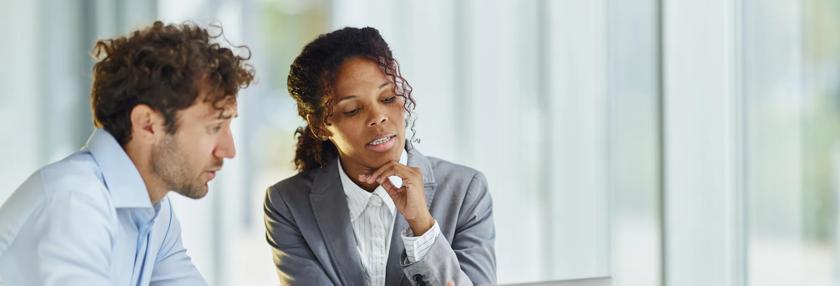 Two business colleagues planning