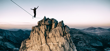 Slackline high in the mountains