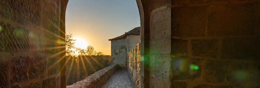 The view of old castle - Castelo de S. Jorge at dusk, Portugal