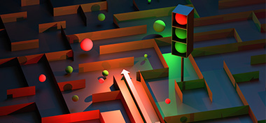 Alternative Path Through Maze Guided by Traffic Signals 