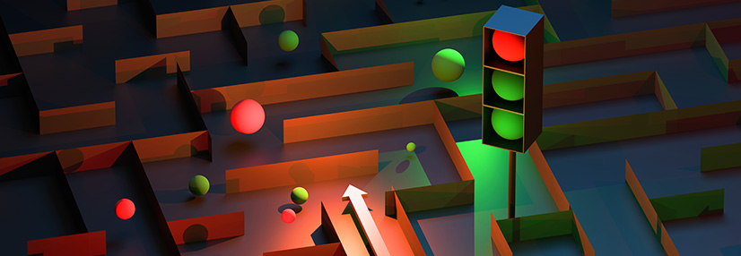 Alternative Path Through Maze Guided by Traffic Signals 