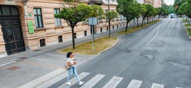  Urban Commuter Walking on Crosswalk in City 