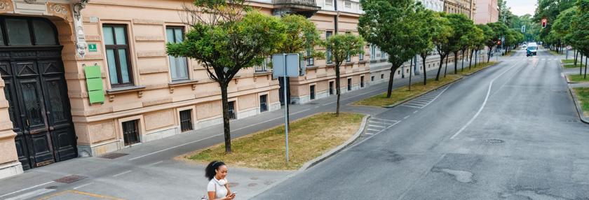 Urban Commuter Walking on Crosswalk in City 