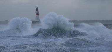 Lighthouse in a stormy sea
