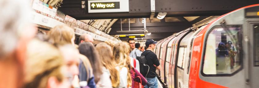 People getting on the tube