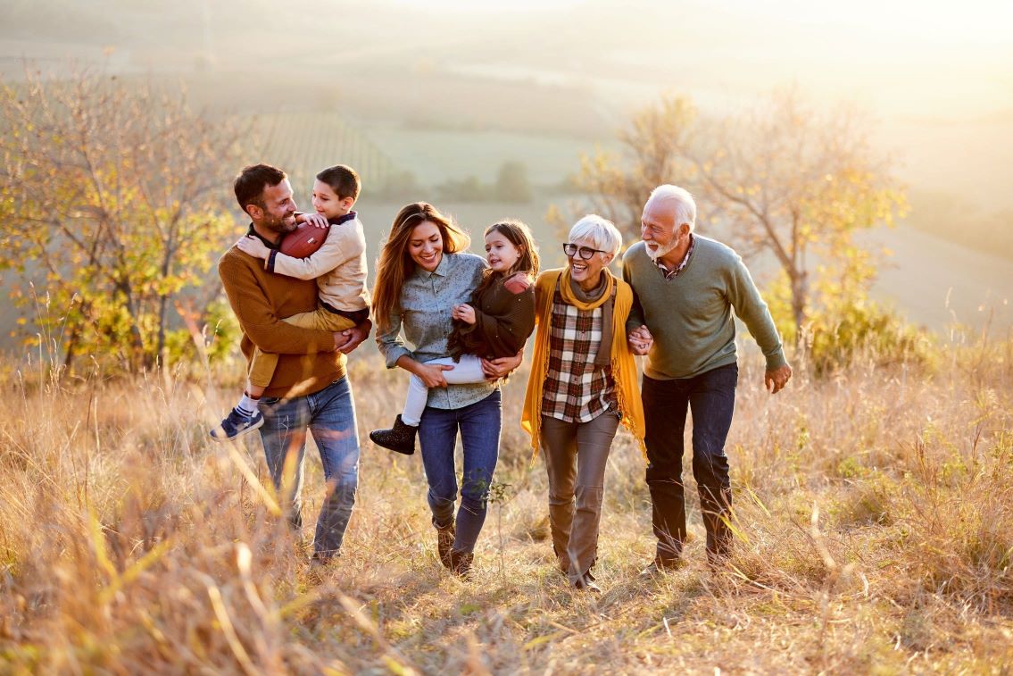 family walking