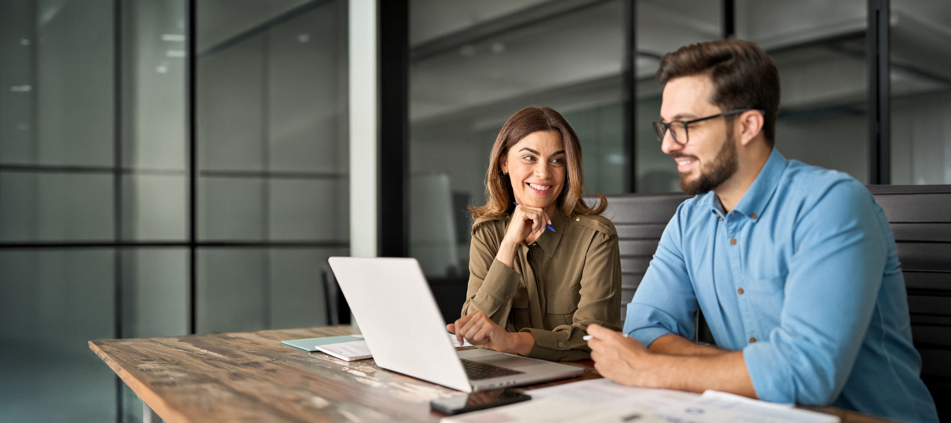 Woman and Man at laptop
