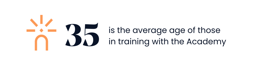 35 is the average age of those in training with the Academy
