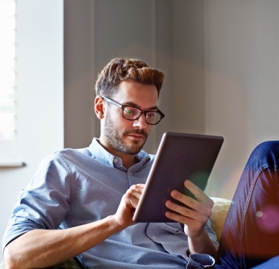 Man on ipad